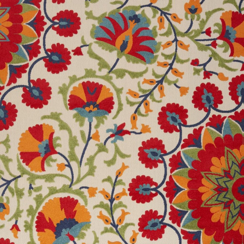 10' X 14' Red And Ivory Indoor Outdoor Area Rug