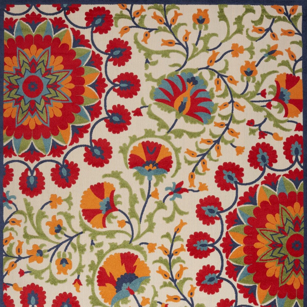 10' X 14' Red And Ivory Indoor Outdoor Area Rug