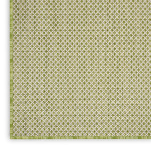 9' X 12' Green And Ivory Indoor Outdoor Area Rug