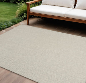 9' X 12' Ivory And Silver Indoor Outdoor Area Rug