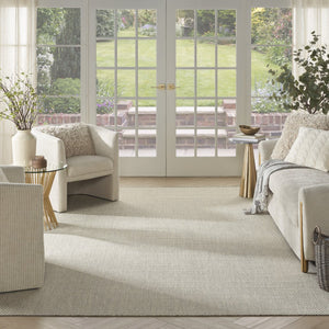 9' X 12' Ivory And Silver Indoor Outdoor Area Rug