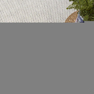 9' X 12' Ivory And Silver Indoor Outdoor Area Rug