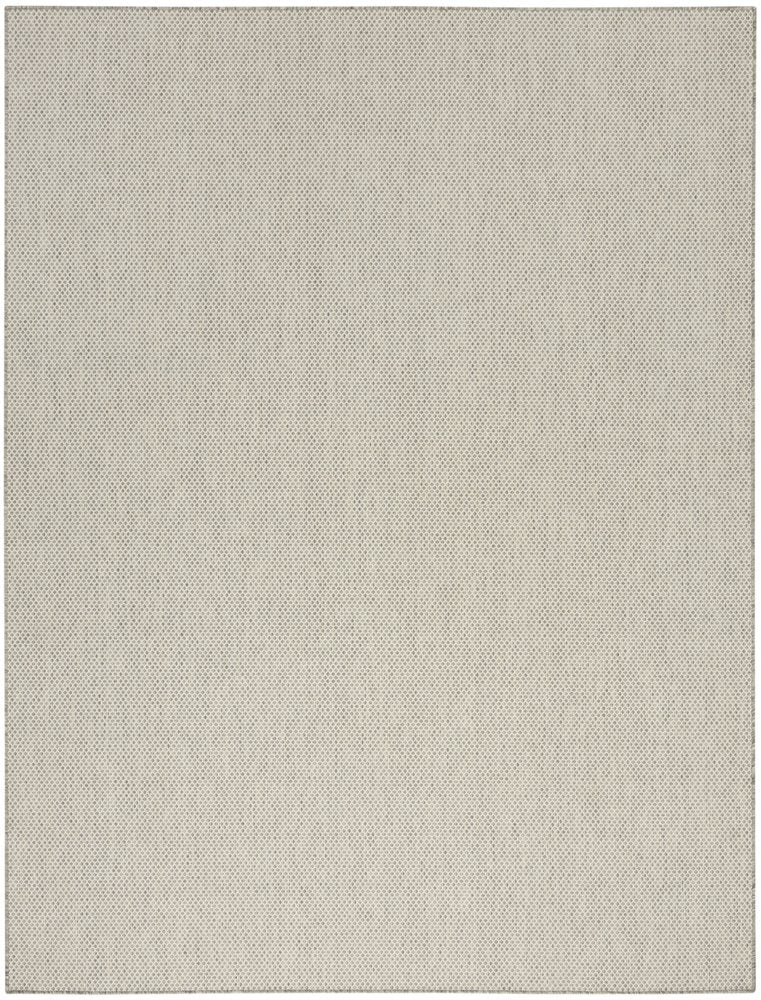 9' X 12' Ivory And Silver Indoor Outdoor Area Rug