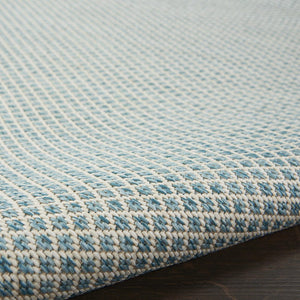 9' X 12' Aqua And Ivory Indoor Outdoor Area Rug
