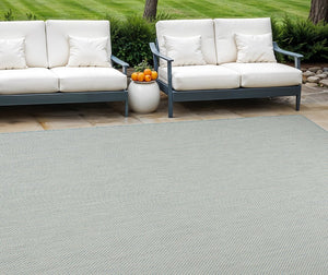 9' X 12' Aqua And Ivory Indoor Outdoor Area Rug