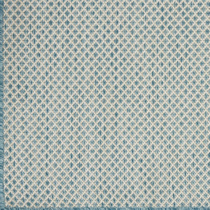 9' X 12' Aqua And Ivory Indoor Outdoor Area Rug