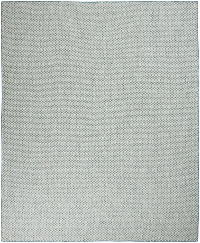 9' X 12' Aqua And Ivory Indoor Outdoor Area Rug