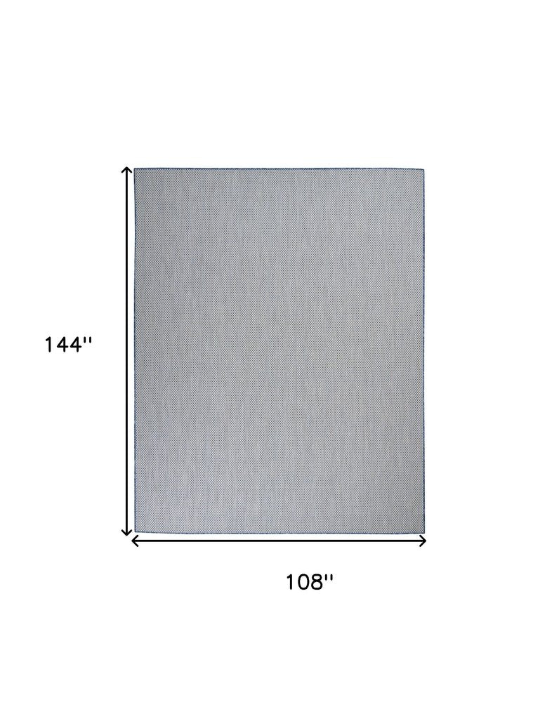9' X 12' Blue And Ivory Indoor Outdoor Area Rug
