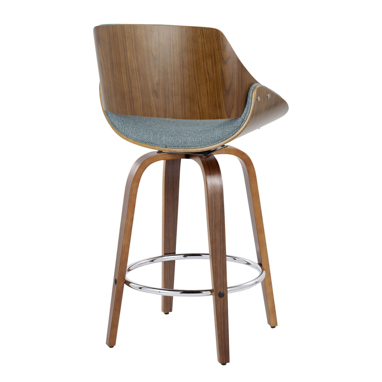 Fabrizzi - Mid Century Modern Fixed Height Counter Stool With Swivel With Round Footrest (Set of 2) by Couch.com