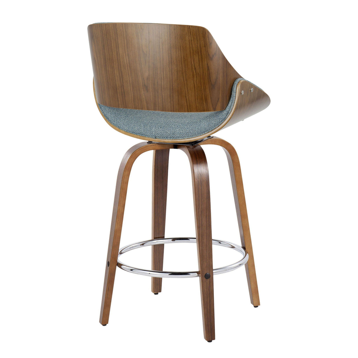 Fabrizzi - Mid Century Modern Fixed Height Counter Stool With Swivel With Round Footrest (Set of 2) by Couch.com