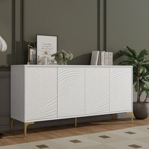 Modern 4 Door Sideboard With Creative Carved Surface And Adjustable Shelves by Couch.com
