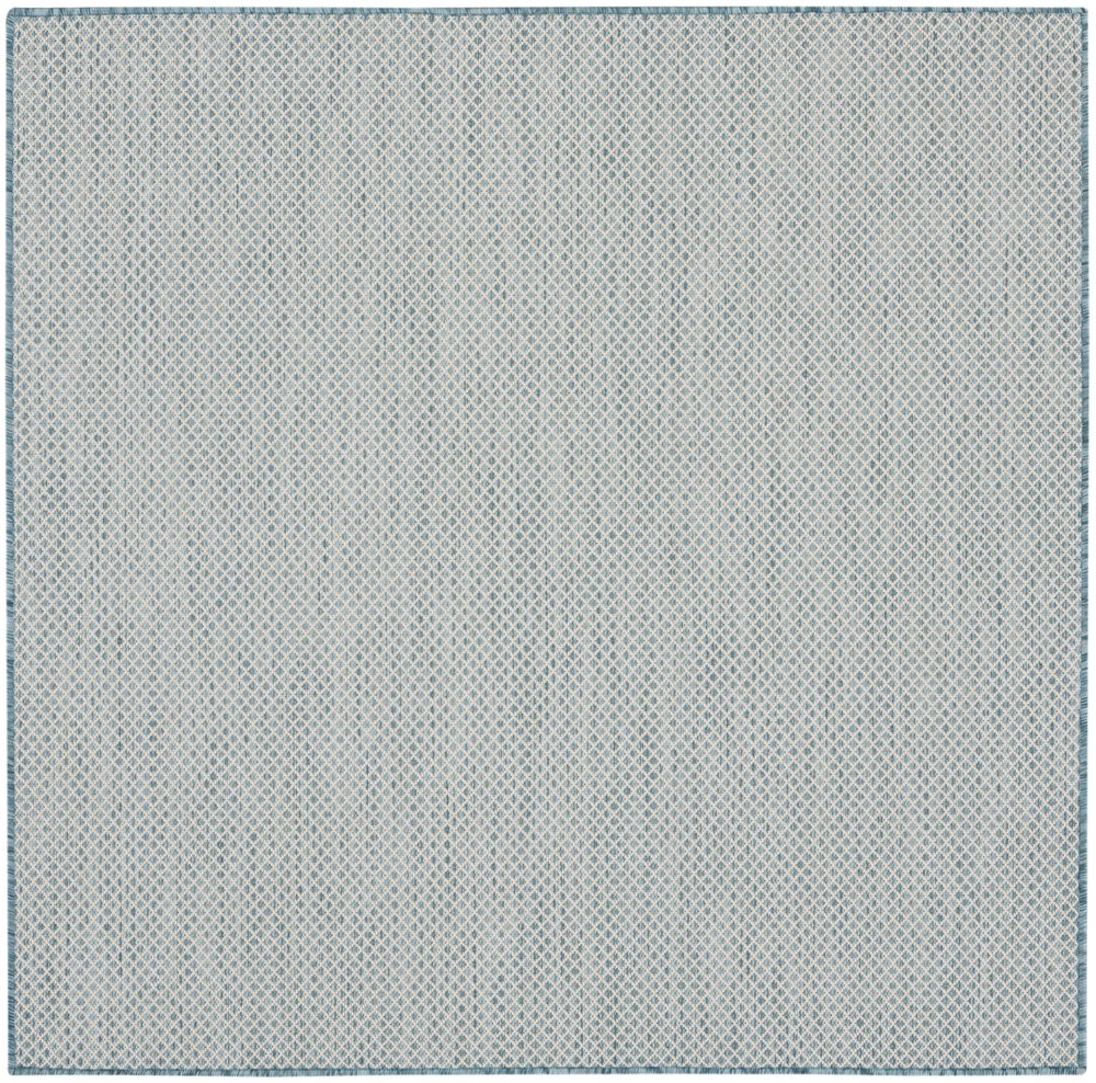 5' Blue Square Geometric Power Loom Area Rug