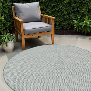 4' Blue Round Geometric Power Loom Area Rug