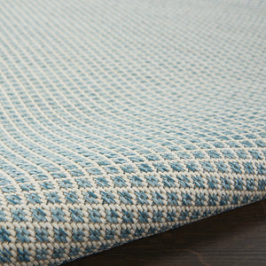 4' Blue Round Geometric Power Loom Area Rug