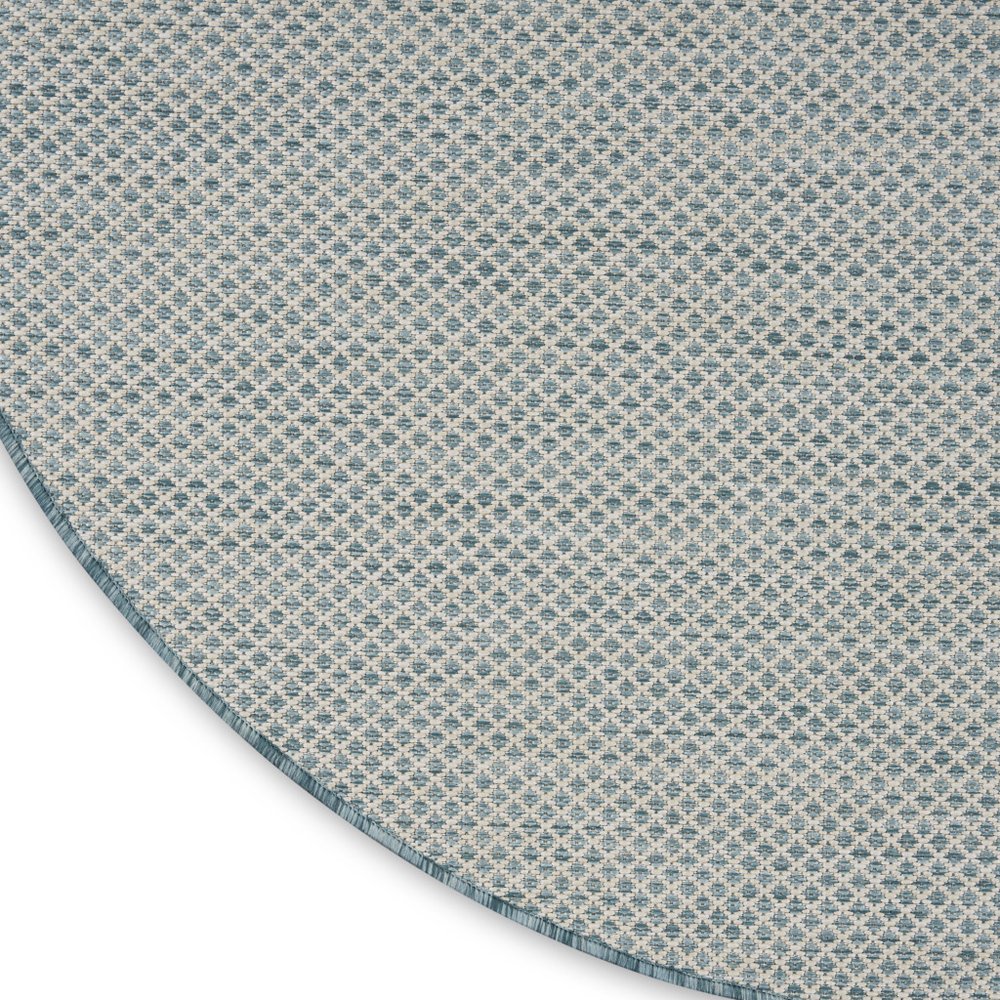 4' Blue Round Geometric Power Loom Area Rug