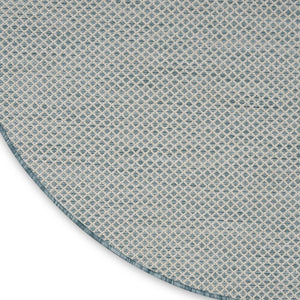 4' Blue Round Geometric Power Loom Area Rug