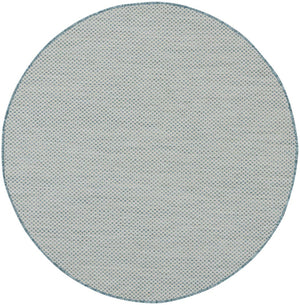 4' Blue Round Geometric Power Loom Area Rug