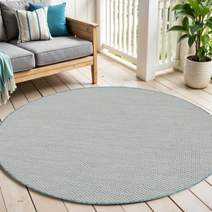 5' Blue Round Geometric Power Loom Area Rug