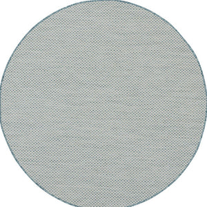 5' Blue Round Geometric Power Loom Area Rug