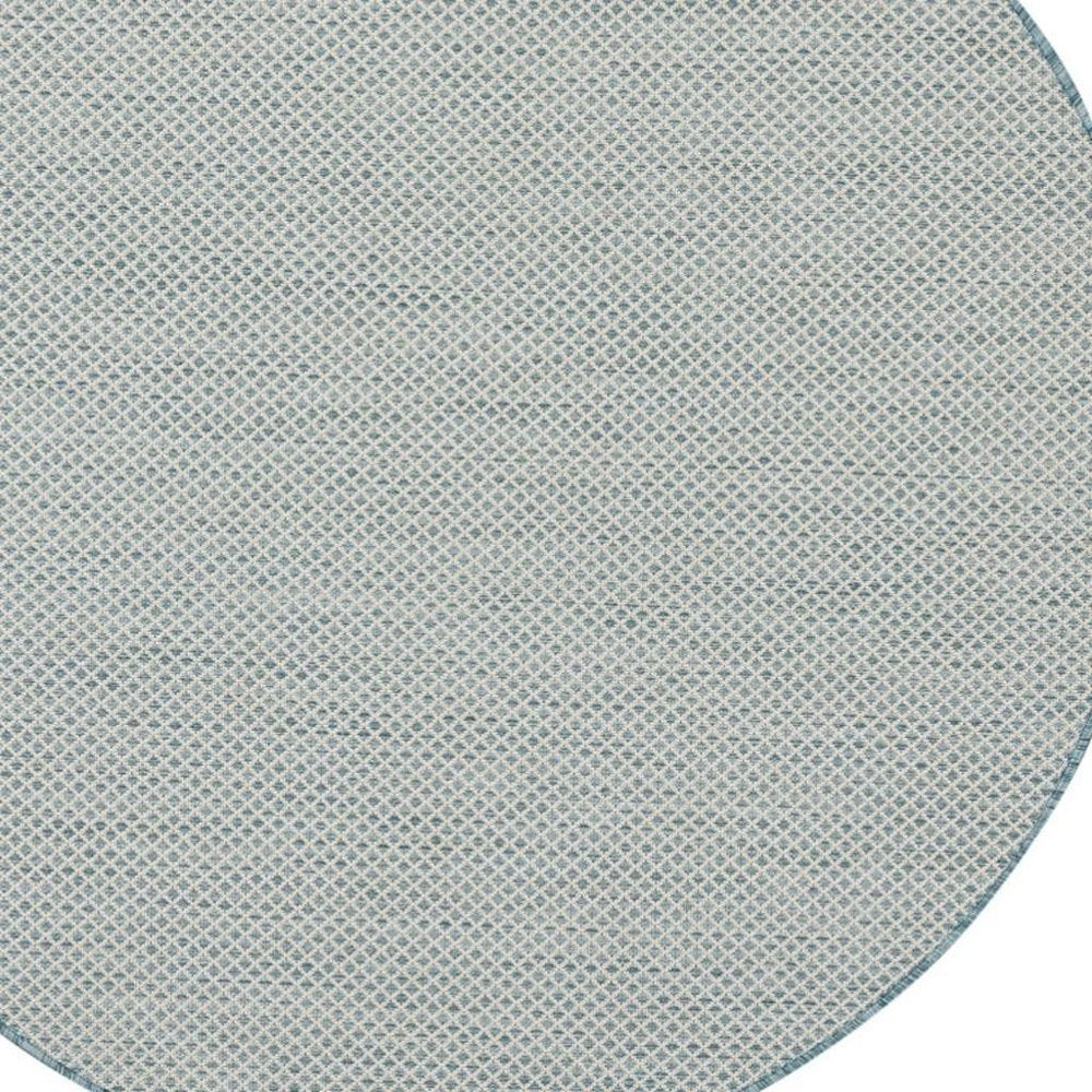 5' Blue Round Geometric Power Loom Area Rug