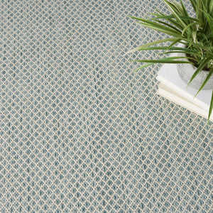 5' Blue Round Geometric Power Loom Area Rug