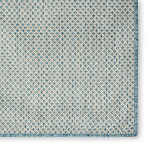 4' Blue Square Geometric Power Loom Area Rug