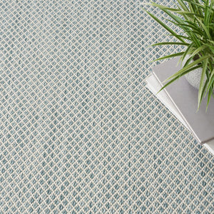 4' Blue Square Geometric Power Loom Area Rug