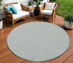 8' Blue Round Geometric Power Loom Area Rug