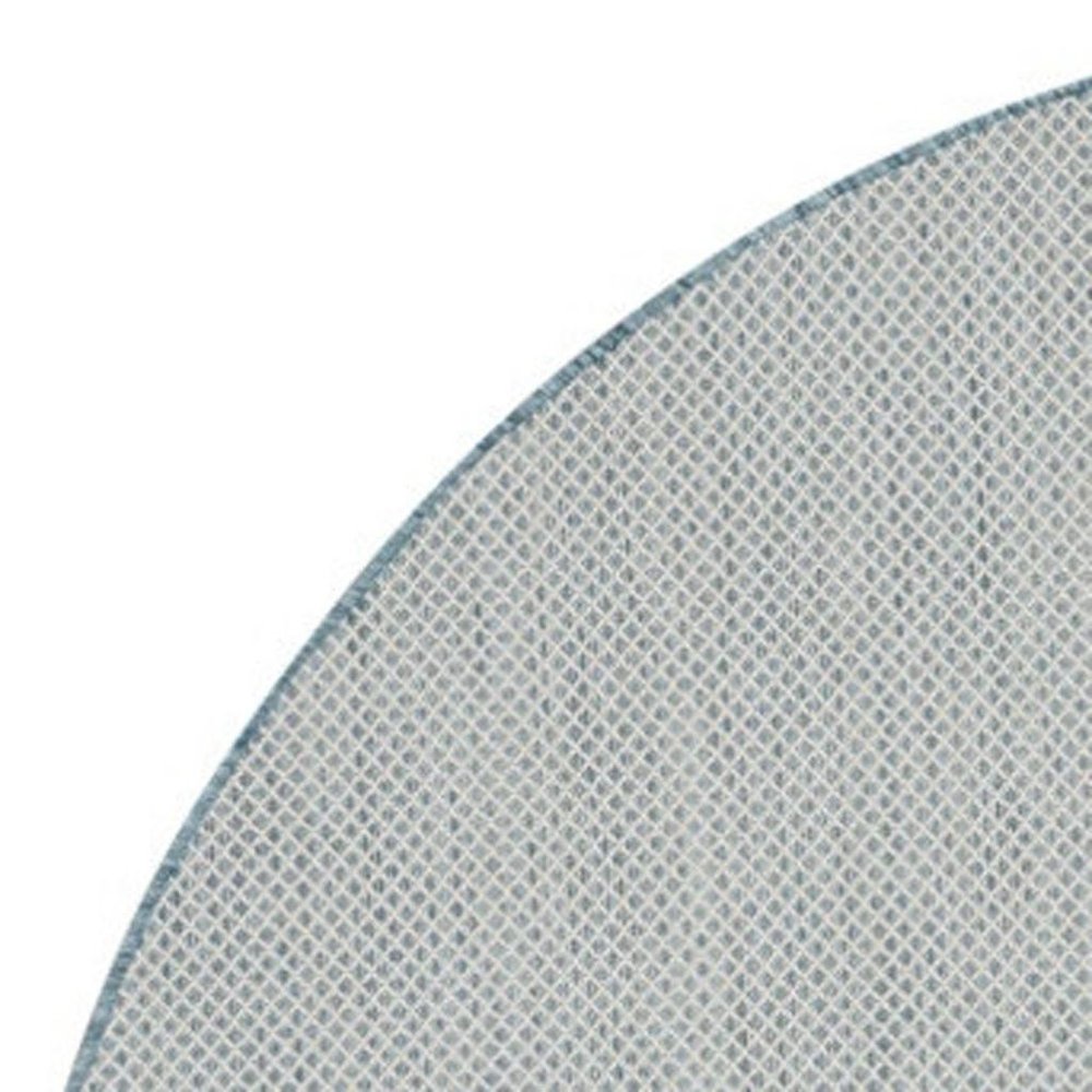 8' Blue Round Geometric Power Loom Area Rug