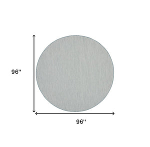 8' Blue Round Geometric Power Loom Area Rug