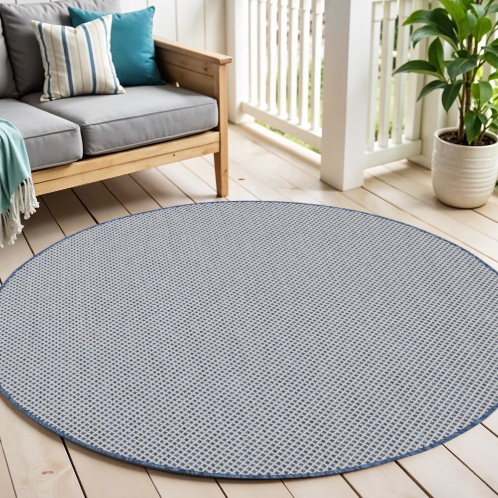 5' Bone Round Geometric Power Loom Area Rug