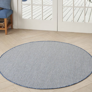 5' Bone Round Geometric Power Loom Area Rug
