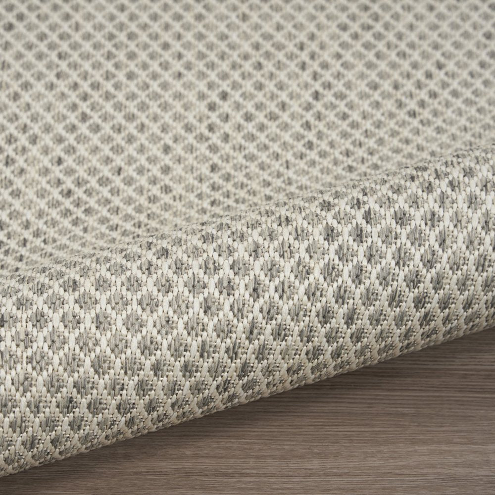 8' Silver Square Geometric Power Loom Area Rug