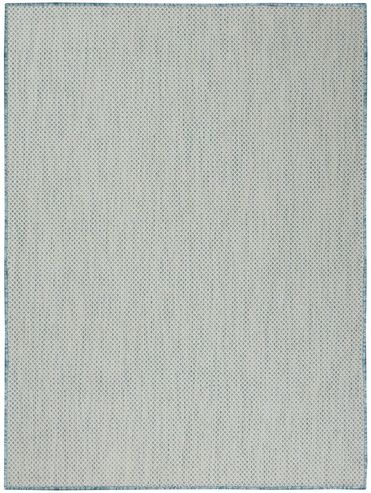 6' X 9' Aqua Geometric Power Loom Area Rug