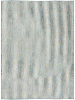 6' X 9' Aqua Geometric Power Loom Area Rug