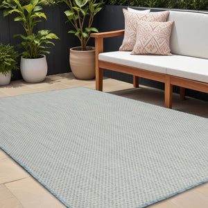 6' X 9' Aqua Geometric Power Loom Area Rug