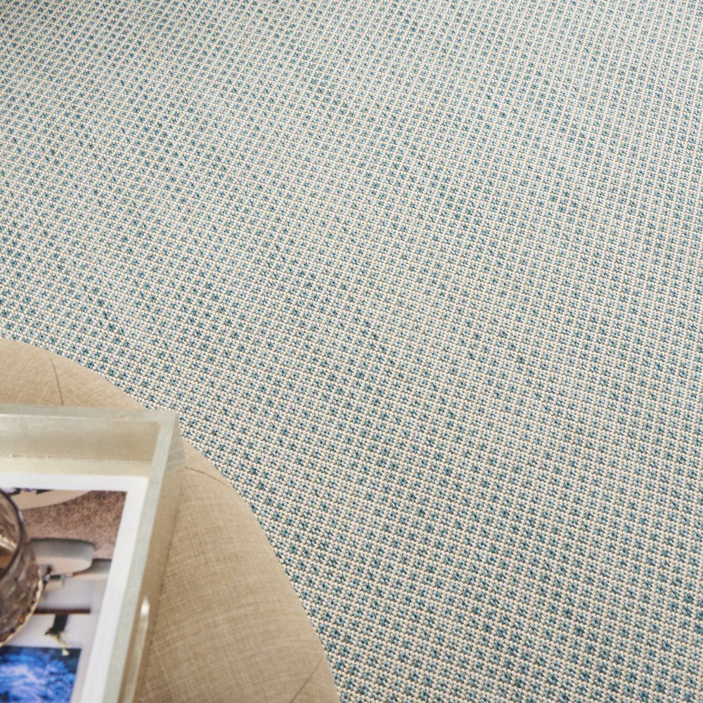 6' X 9' Aqua Geometric Power Loom Area Rug