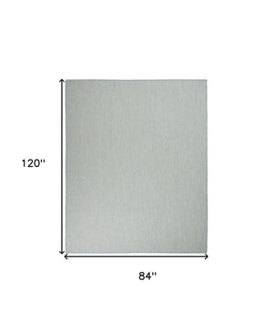 7' X 10' Aqua And Ivory Indoor Outdoor Area Rug