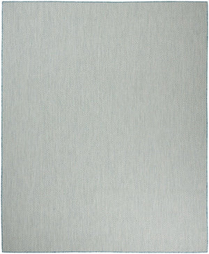 7' X 10' Aqua And Ivory Indoor Outdoor Area Rug