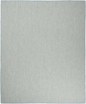 7' X 10' Aqua And Ivory Indoor Outdoor Area Rug