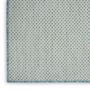 7' X 10' Aqua And Ivory Indoor Outdoor Area Rug
