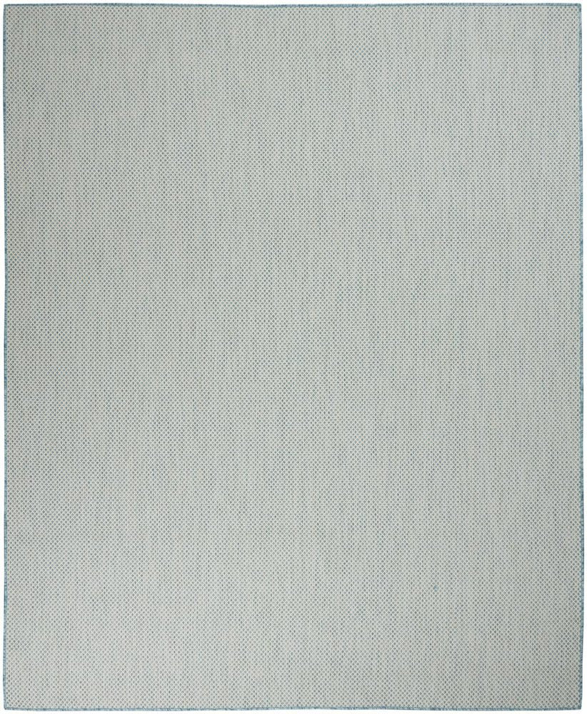 7' X 10' Aqua And Ivory Indoor Outdoor Area Rug
