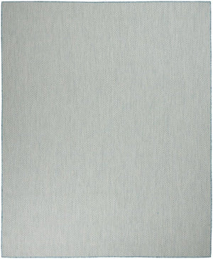 7' X 10' Aqua And Ivory Indoor Outdoor Area Rug