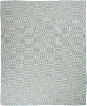 8' X 10' Aqua And Ivory Indoor Outdoor Area Rug
