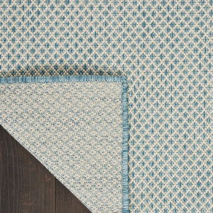 8' X 10' Aqua And Ivory Indoor Outdoor Area Rug