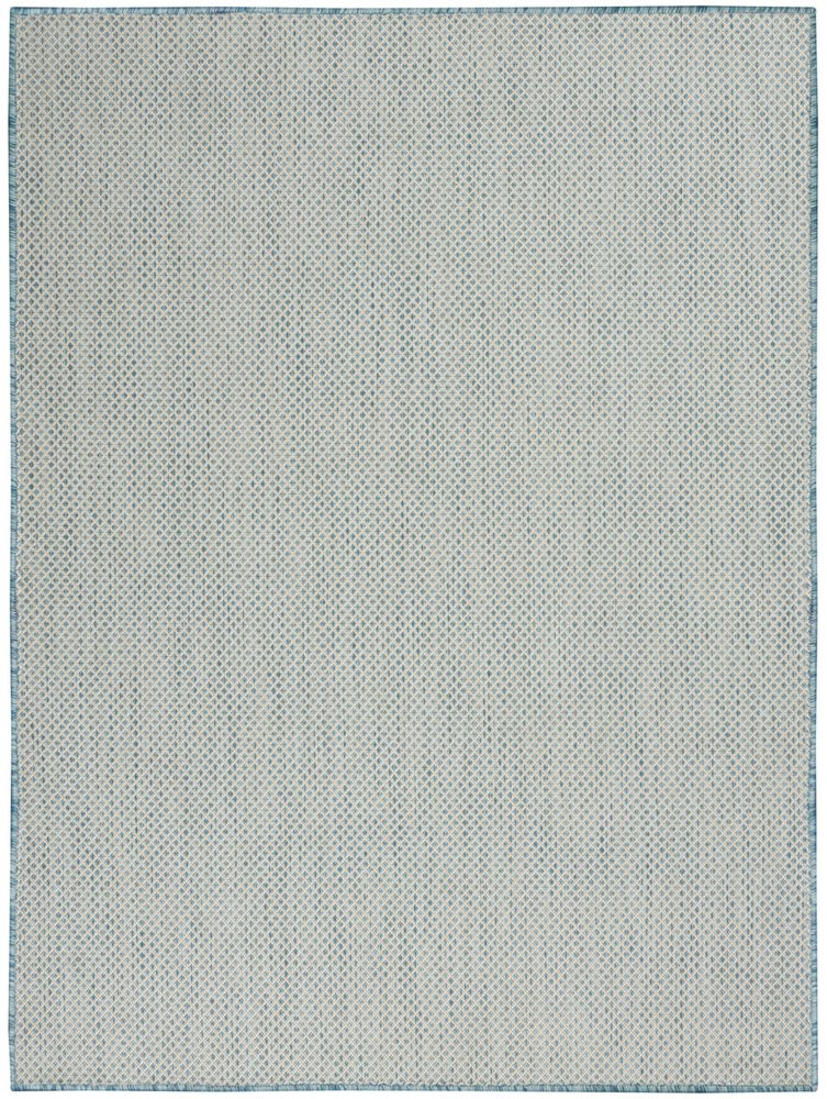 5' X 7' Aqua Geometric Power Loom Area Rug
