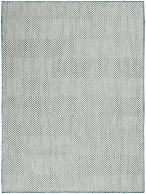 5' X 7' Aqua Geometric Power Loom Area Rug