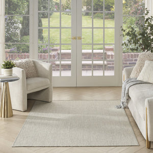 6' X 9' Ivory and Silver Indoor Outdoor Area Rug