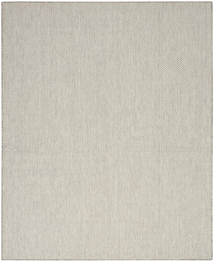 8' X 10' Ivory And Silver Indoor Outdoor Area Rug