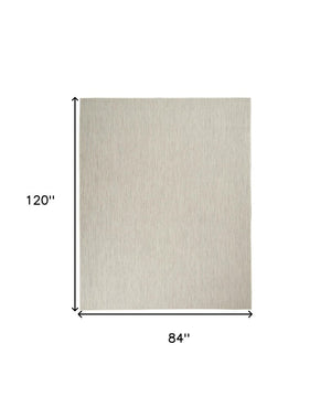 7' X 10' Ivory And Silver Indoor Outdoor Area Rug